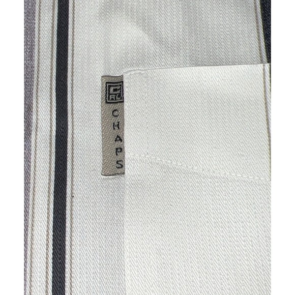 Ralph Lauren Men XL  XXL Button Down Long Sleeve Shirt Stipe Ivory Coal Runs BIG - Picture 8 of 13